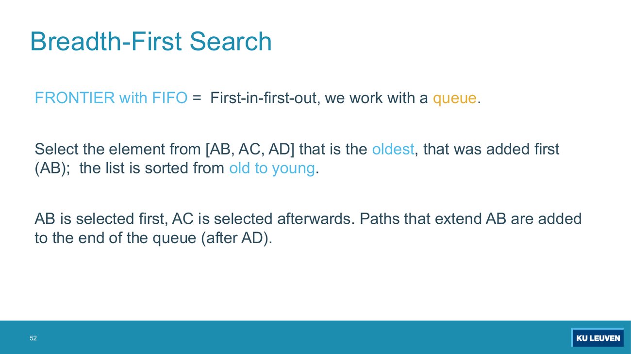 Slide: FIFO explanation in words, select the oldest element from [AB, AC, AD]
