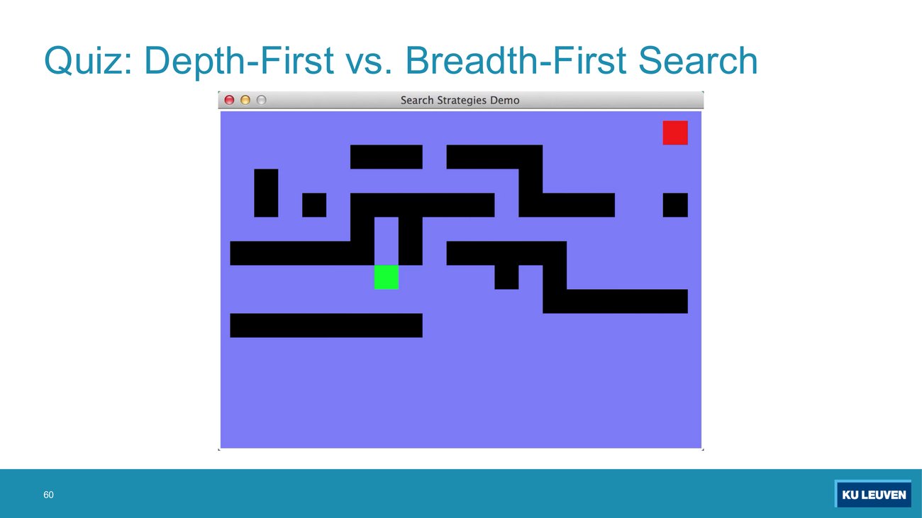 Search Strategies Demo, maze with black walls, third run