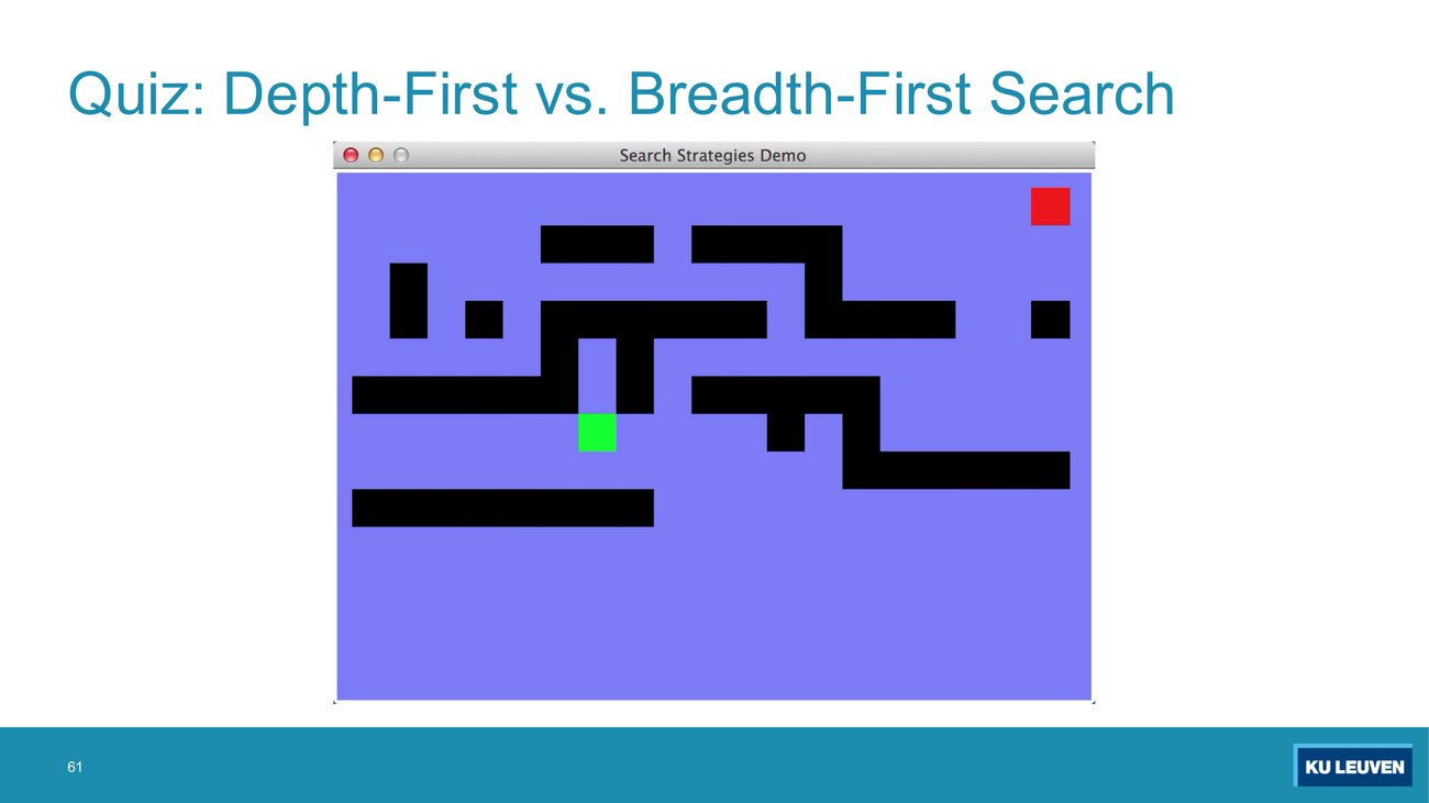Search Strategies Demo, maze with black walls, fourth run