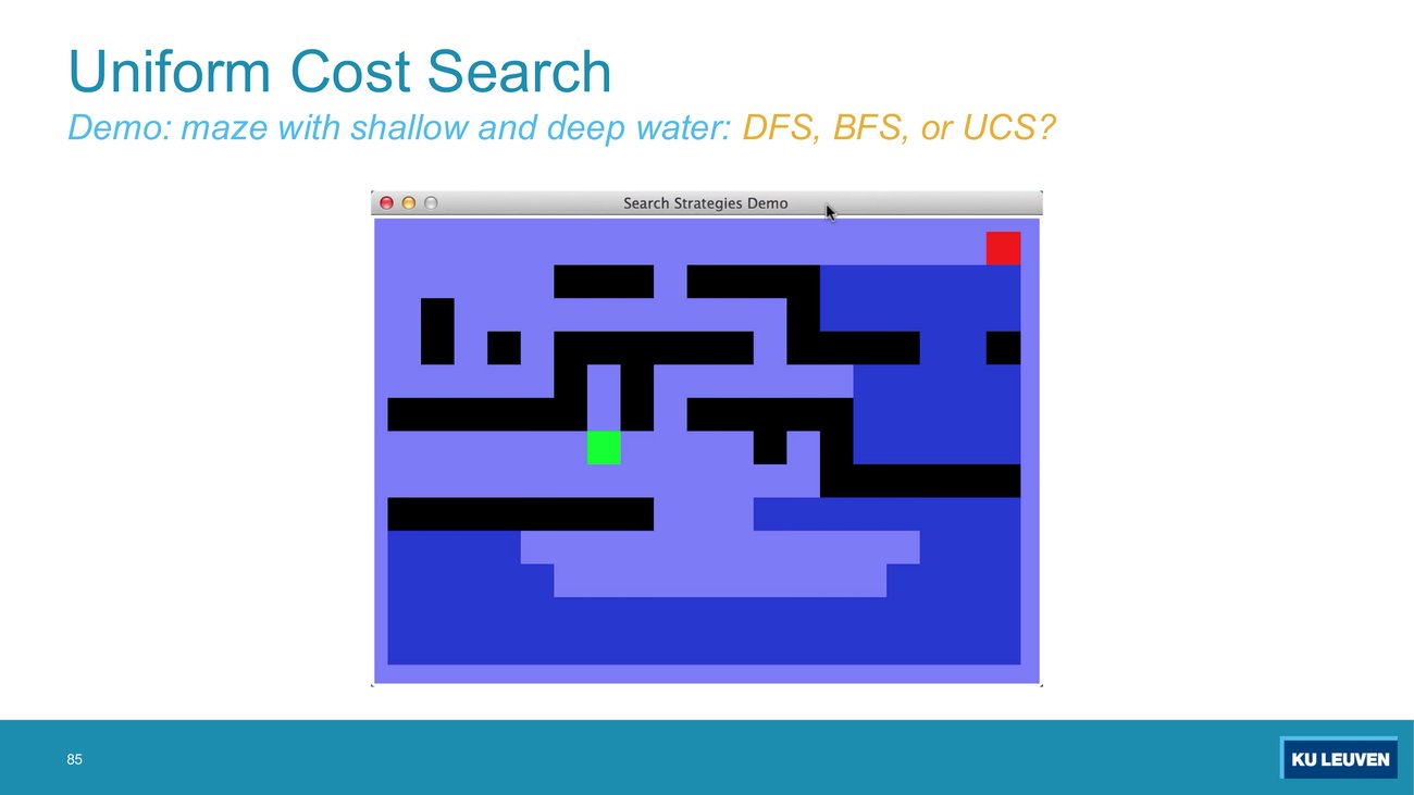 Demo maze with shallow and deep water, run 1