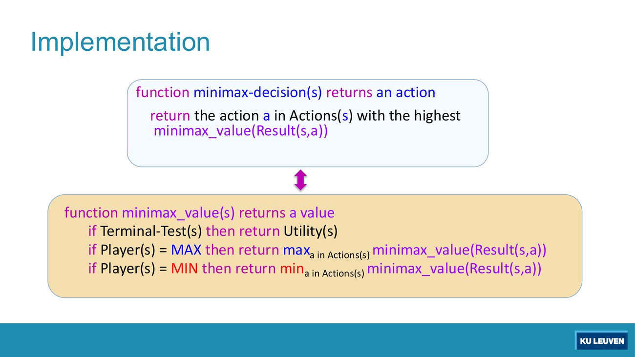Slide with the minimax_value and minimax-decision pseudocode