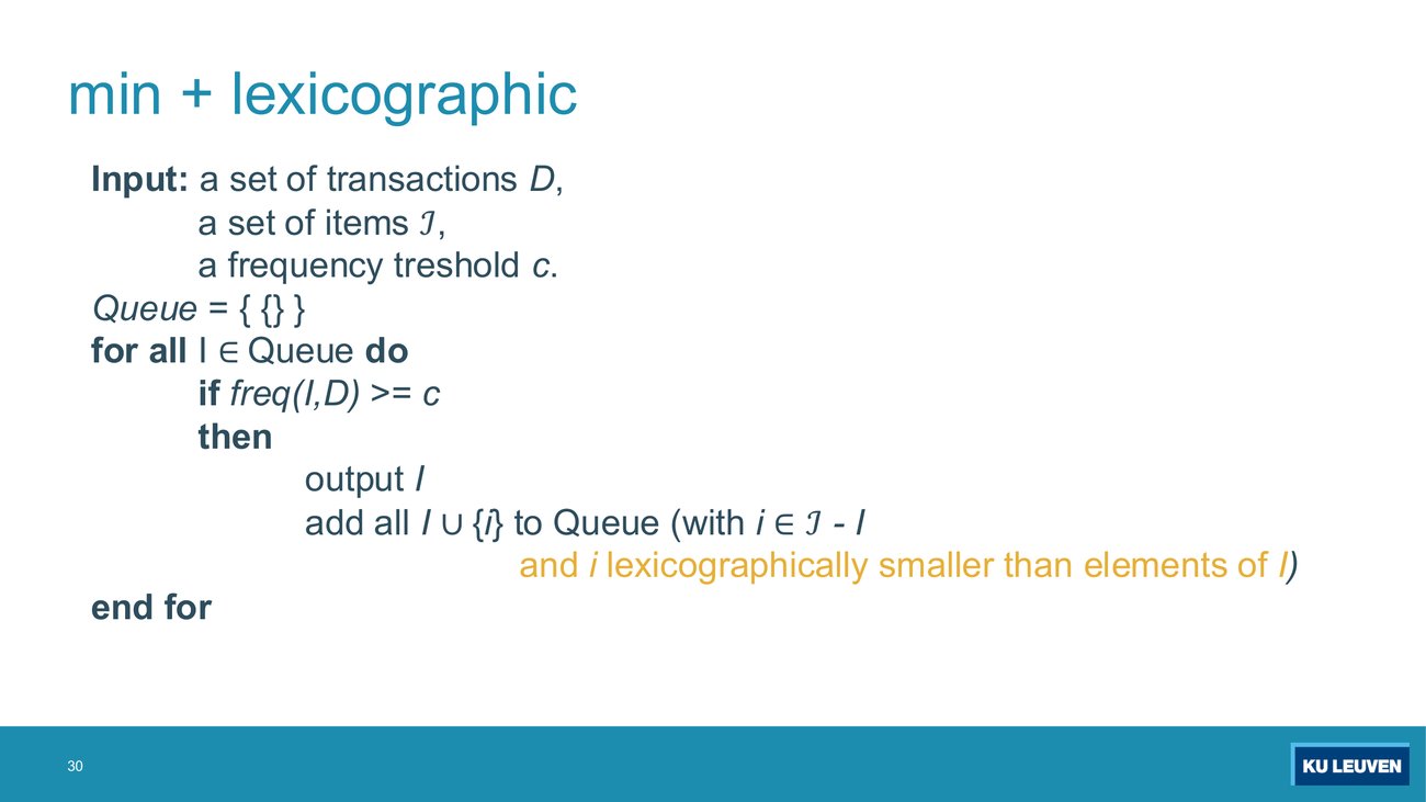 Slide headed min plus lexicographic with the pseudocode, the added condition on the last line